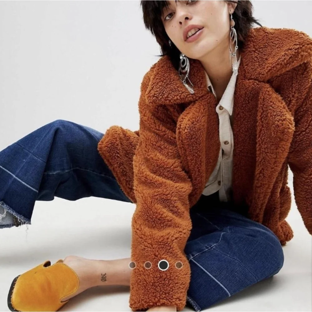 Free People Burnt Orange Oversized Teddy Coat - Picture 12 of 12